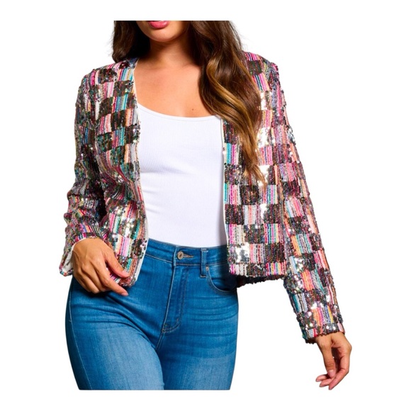 GOOD PEOPLE DESIGN Gorgeous sequin blazer XS S M L - Picture 2 of 8